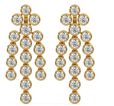 Stefee Gold Cluster Dangle Earrings, Packaging Type : Velvet Box