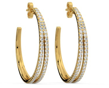 Double Hoop Lab Grown Diamond Earrings, Packaging Type : Velvet Box