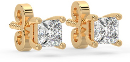 LE-21 Solitaire Princess Lab Grown Diamond Studs Earrings