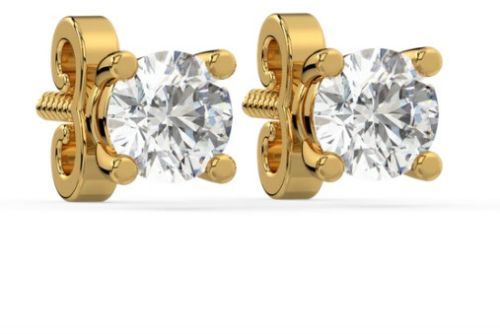 LE-25 Solitaire Round Lab Grown Diamond Studs Earrings