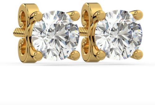 LE-26 Solitaire Round Lab Grown Diamond Studs Earrings