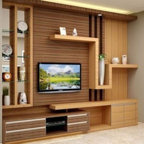 Polished Wooden Designer TV Unit, Shape : Rectangular