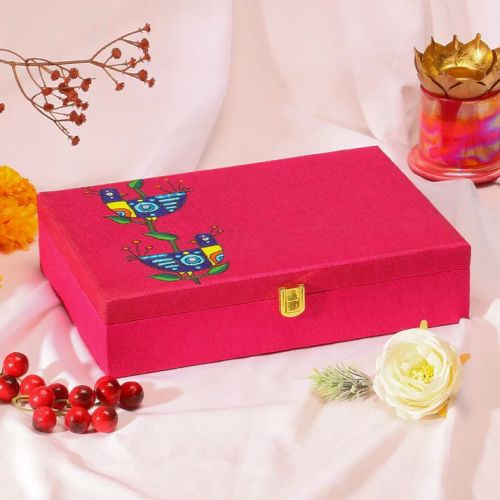 Printed Dark Pink Box 11.5x8x2.5 Inch For Packing Gift