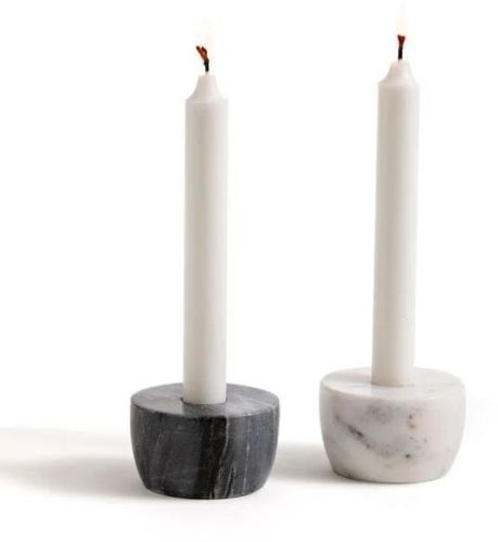 Plain Polished Marble Candle Stands, Color : White