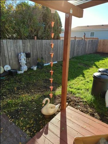 Copper Hammered Rain Chain, Color : Brown