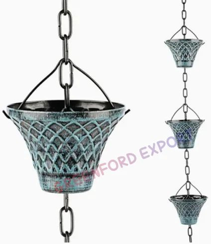 Gird Blue Copper Decorative Garden Rain Chain