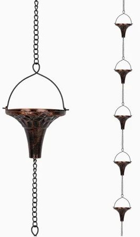 Copper Funnel Shaped Rain Chains, Color : Brown