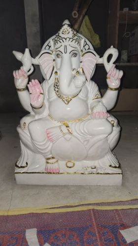 Polished Ganesh Ji Marble Statue