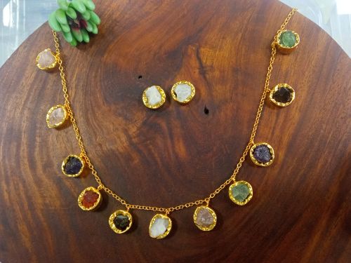 Indiacz Gold Plated Brass Necklace Earring Set, Color : All Color, All Color Fancy