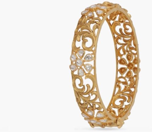 Baroque Floral Moissanite Silver Bangle