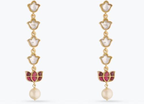 Mrinala Gold Plated Silver Drop Earrings