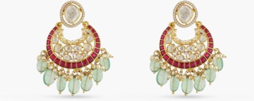 Rasika Moissanite Kempu Elegant Silver Chaandbali Earrings