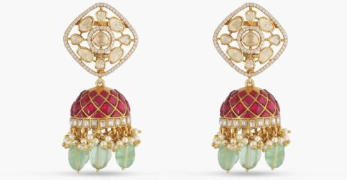 Rasika Moissanite Kempu Elegant Silver Jhumki Earrings