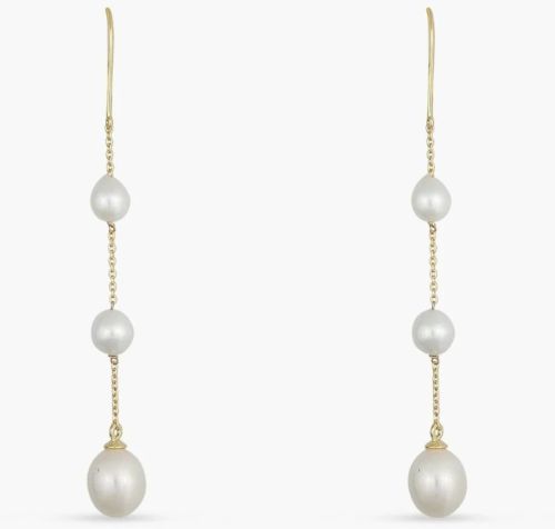 Trinity Pearl Gold Plated Silver Drop Earrings