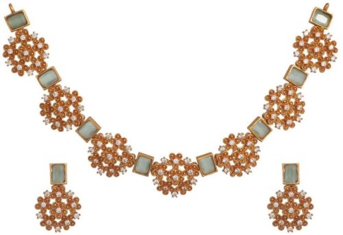 Antique Gold Plated Inu Necklace Earring Set