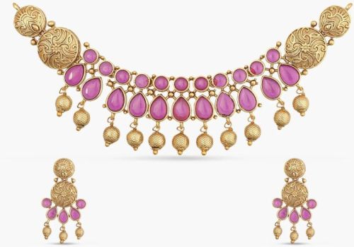 Aria Antique Red Kempu Necklace Set