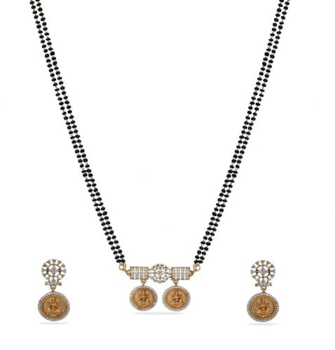 Dhriti Coin Antique Black Beads Necklace Set