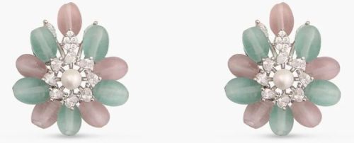 Jasmine Delicate Cz Aqua Stud Earrings