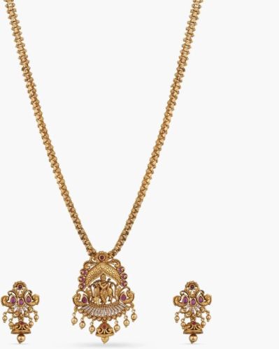 Madhav Antique Temple Pendant Set