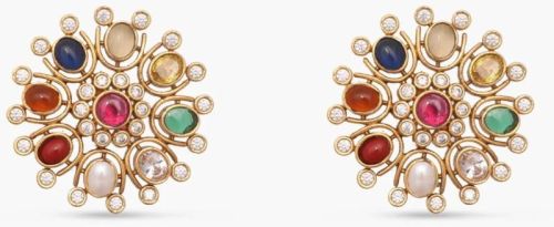 Navaratna Floral Stud Earrings