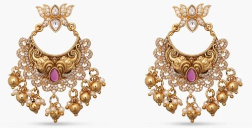Pankaja Antique Chandbali Earrings, Length : 5 Cm