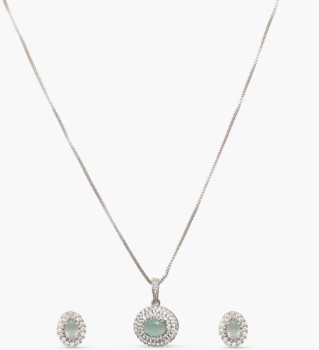 Round Charm Cz Pendant Set
