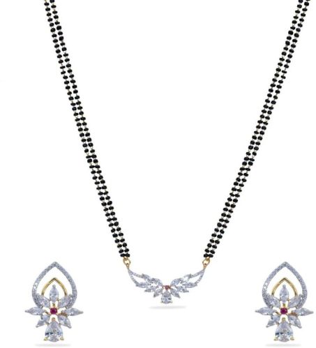 Shreeya Cz White Red Black Beads Necklace Set