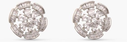 Simple Floral Cz Stud Earrings
