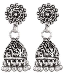 92.5 Sterling Silver Earrings Ethnic Indian Jhumka Dangle Earrings