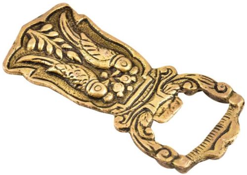 Brass Bottle Opener With Two Parrots Engraved Design