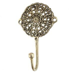 Golden Round Floral Wall Brass Decorative Hook