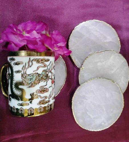 Rose Quartz Round Coasters, Weight : 800-900 Gms