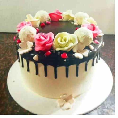 Colorful Flower Chocolate Layer Cake