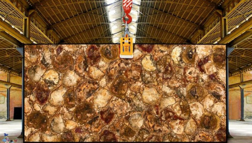 Brown Petrified Wood Slab, Speciality : Durable • Highly Demanded