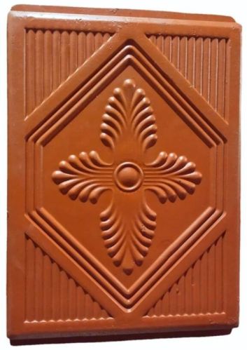 Clay Flower Ceiling Roofing Tile, Color : Brown