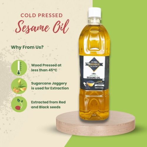 Amogha Cold Pressed Gingelly Oil, Form : Liquid for Cooking