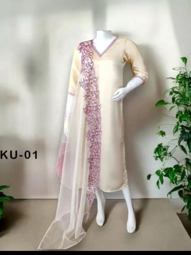 Onam Organza & Satin Silk Kurtis With Dupatta