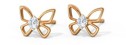 Glinting Butterfly Diamond Stud Earrings