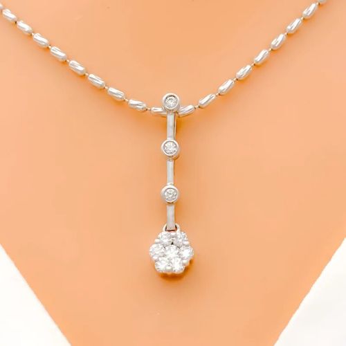 Sleek White Gold Diamond Pendant Set