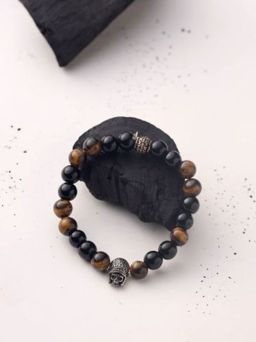 Owl Shape Bracelet With Black And Brown Beads