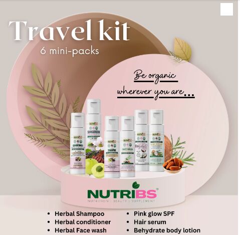 Nutribs Travel kit (6 Mini-packs) for Skin Care + Hair Care