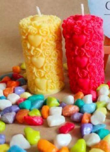 Flower Pillar Candle Pack Of 2