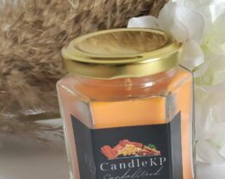 Luxury Sandalwood Scented Jar Candles- Hexagon Jar