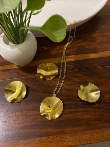 Designer Hammered Style Brass Earrings, Size (inches) : Medium