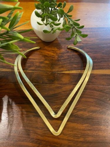 Handcrafted Brass Designer V-shaped Hasli Necklace