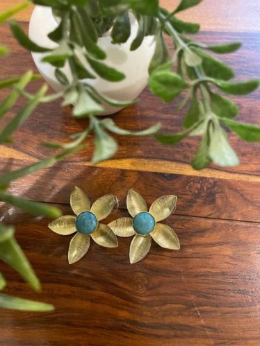 Premium Quality Hand-crafted Designer Brass Earrings, Size (inches) : Medium