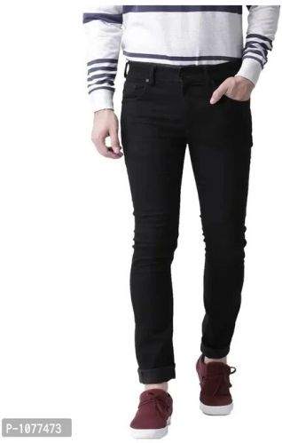 Black Stretchable Denim Regular Fit Jeans