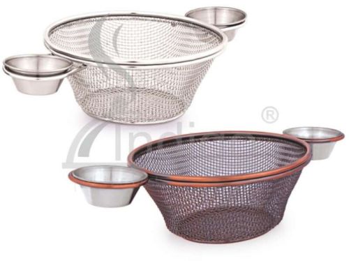 SS Mini Serving W/dips Rd Antique Basket