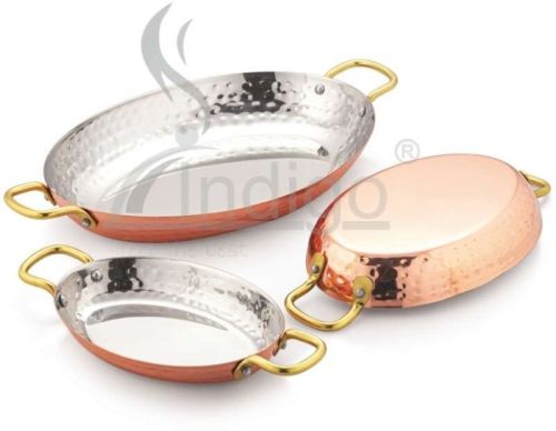 SS Serving Copper Dish, Shape : Oval