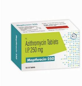 Mapthrocin-250 Azithromycin Tablet, Grade Standard : Medicine Grade, Packaging Type : Strips